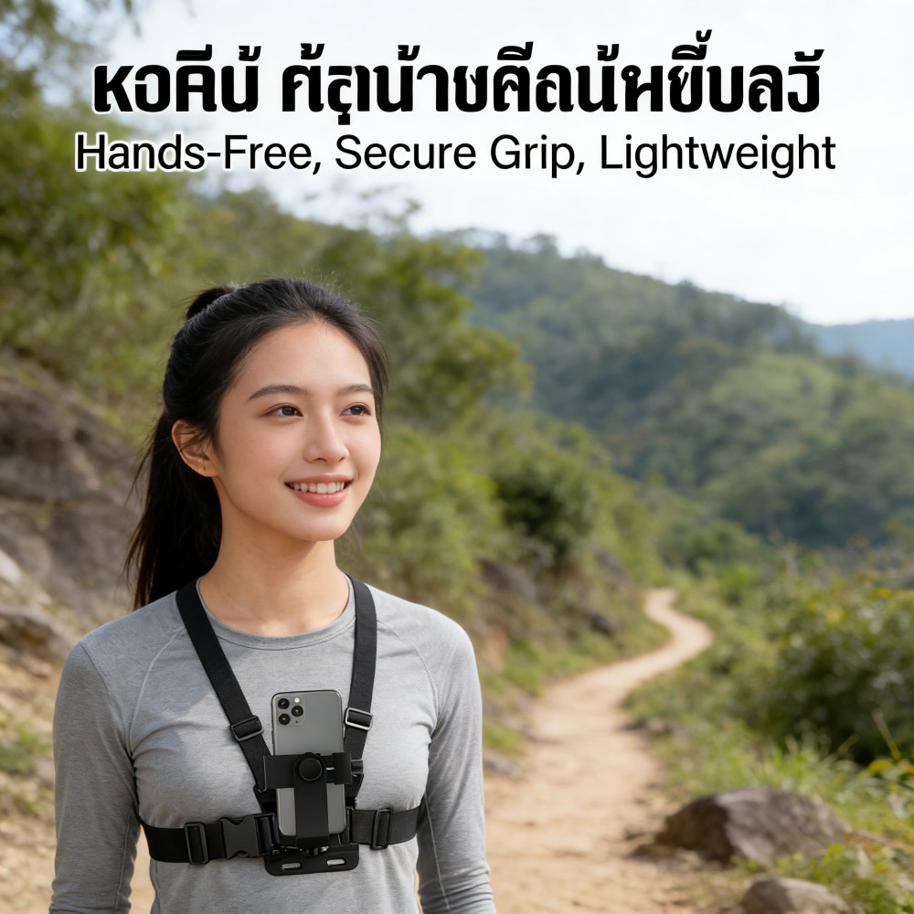 คลิปสายรัดหน้าอกโทรศัพท์มือถือ 360 องศาสายคล้องหน้าอกใช้กับGoProโทรศัพท์ได้ทุกรุ่น