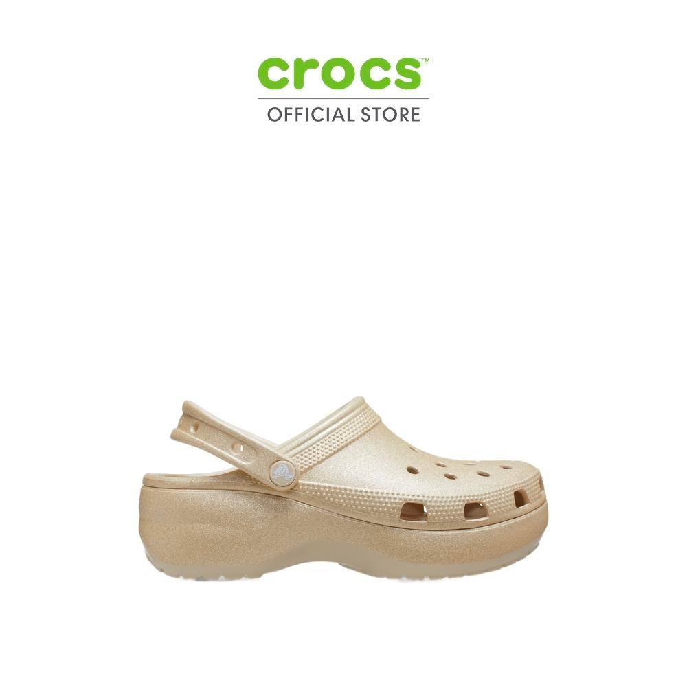CROCS รองเท้าลำลองผู้หญิง CLASSIC PLATFORM GLITTER CLOG รุ่น 207241-96O - CHAMPAGNE