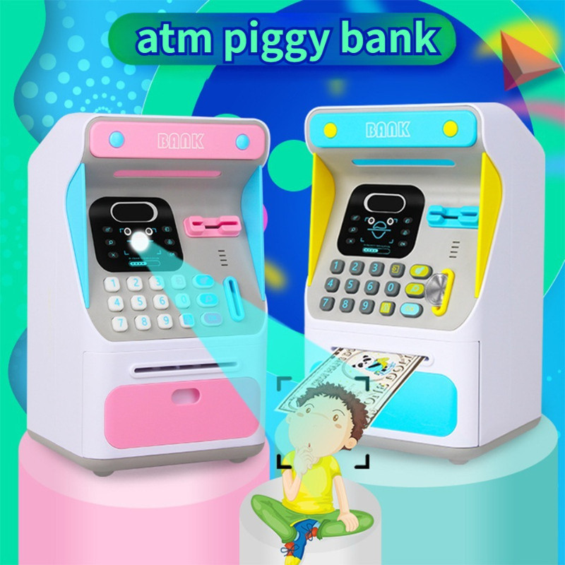 ATM ของเล่นประหยัดอิเล็กทรอนิกส์ กระปุกออมสินรหัสผ่าน ของเล่น กระปุกออมสิน atm