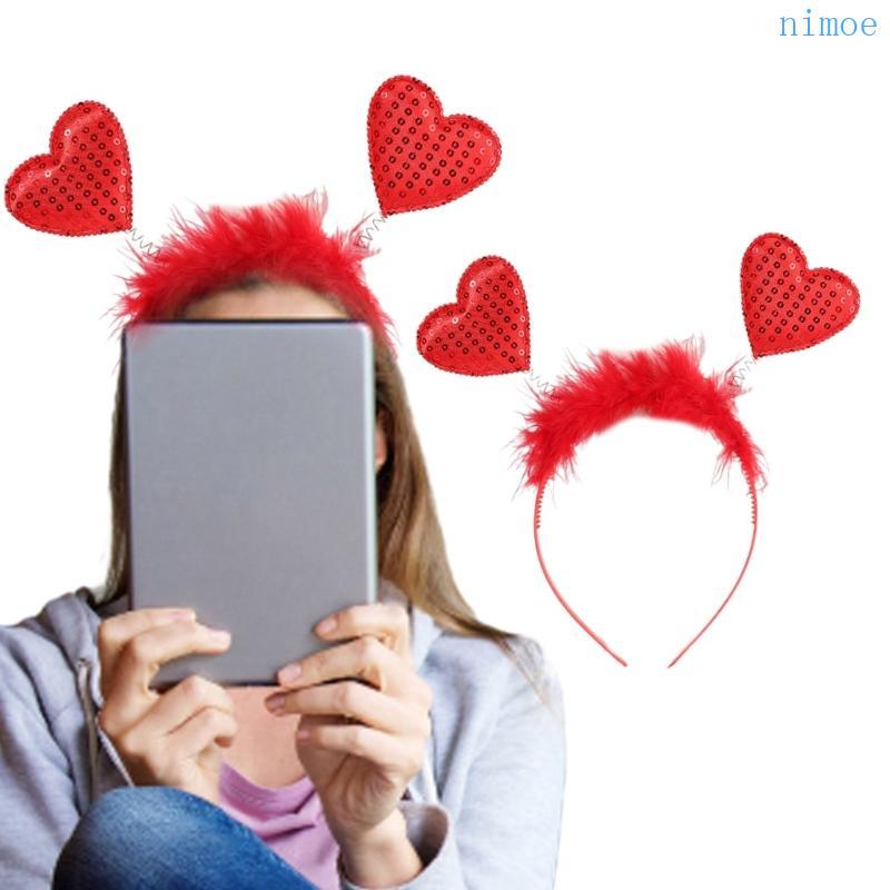 Nio Sparkling Love-shaped Hair Hoop Sequins วันวาเลนไทน์แว่นตา Party Headwear