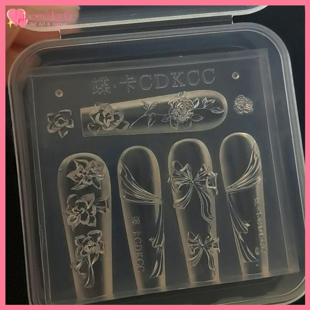 RENBG 3D ซิลิโคนเล็บแม่พิมพ์ Rose ดอกไม้ Bow Wing Retro บรรเทารูปแบบออกแบบ DIY เล็บแม่แบบเล็บออกแบบเครื่องมือ TH