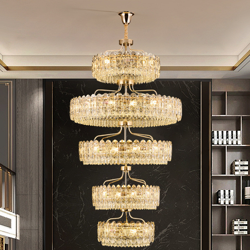 Light Luxury Living Room Crystal Chandelier High-End Luxurious Grand Villa Hollow Chandelier K9Cryst