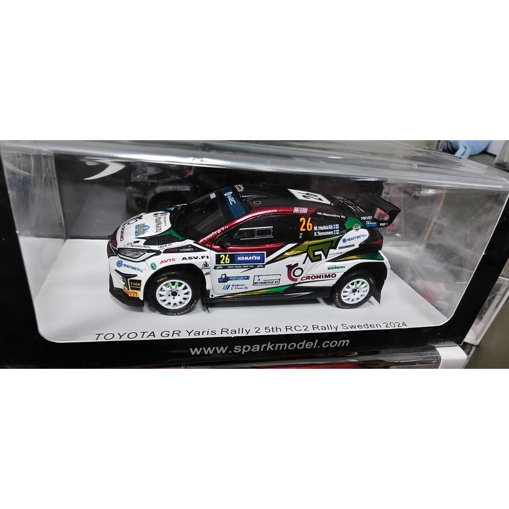 [现货]spark 1 43 赛车模型 TOYOTA GR Yaris Rally 2 5th RC2 Rally Sweden 2024 obi