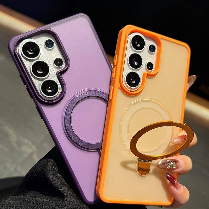 เคสโทรศัพท์; เคสโทรศัพท์ขาตั้งแม่เหล็กแหวนขนาดใหญ่หรูหราเหมาะสําหรับ Galaxy S26 Ultra S26 S25 S24 Plus S23fe S22 Ultra