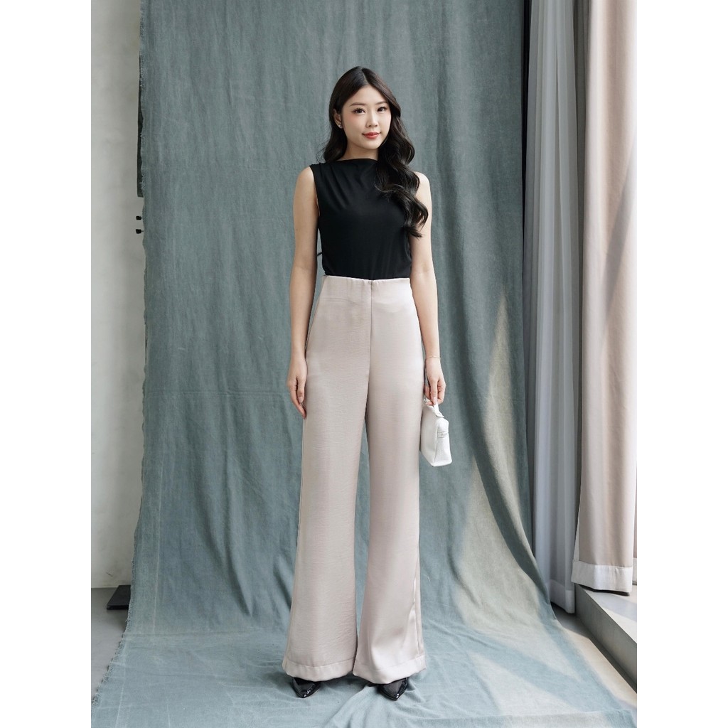 Beige Studio - กางเกงผ้าซาติน Axel / กางเกงผ้าซาตินเอวสูงผู้หญิง