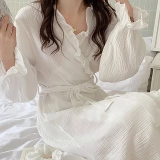 🩷sexy baby🩷แขนยาว ชุดนอนผู้หญิง สไตล์เสื้อคลุมอาบน้ำ ผ้าใส่สบาย รัฟเฟิล ชุดอยู่บ้าน สไตล์หลากหลาย พร้อมส่งจากไทย