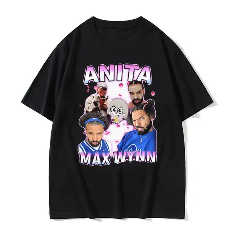 เสื้อยืดลายกราฟิกมีมตลก Anita Max Wynn Drake สำหรับผู้ชายและผู้หญิง สไตล์เรโทรฮิปฮอป พิมพ์ลายบนผ้าฝ้