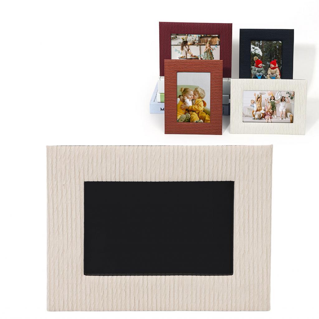 Xixian LEATHER PHOTO FRAME จอแสดงผลสําหรับบ้าน DECOR 8.5x4.7x6.5in (สีน้ําตาล)