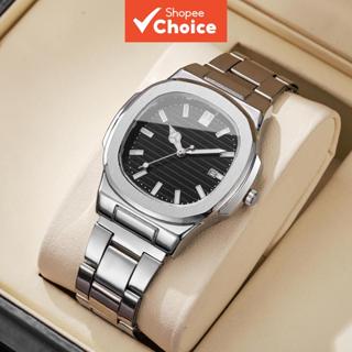 นาฬิกาข้อมือควอตซ์สําหรับผู้ชาย ทรงสี่เหลี่ยม สายสแตนเลส ปฏิ…