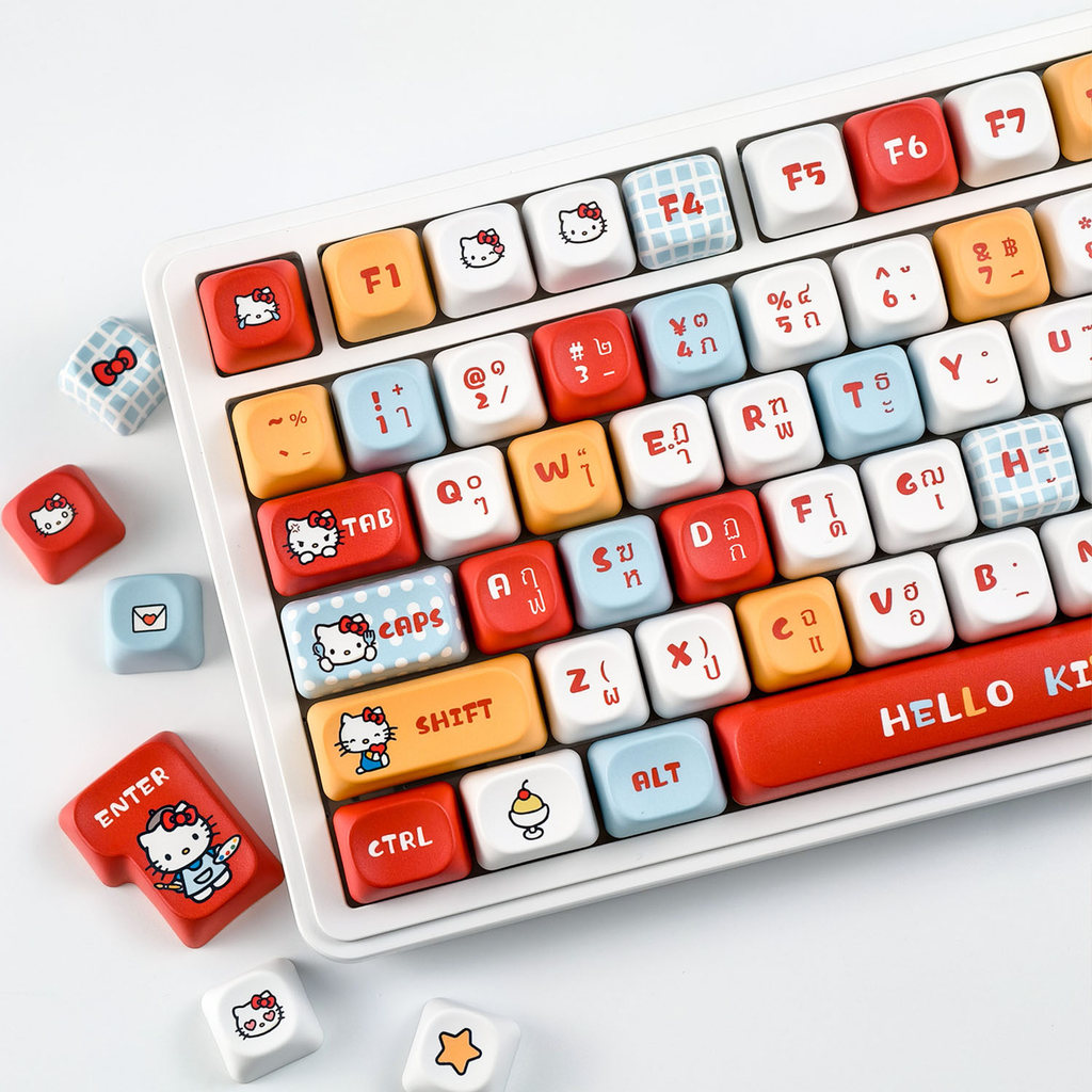 EN/TH/KR MAIMOOO Mint Cherry Lattice Keycap MOA/Cherry Profile 120 คีย์ PBT Dye Sublimation Aula F75 F99 RK100 การ์ตูน Keycaps น่ารัก Bow Cherry Mint สีเขียวไทย Keycaps