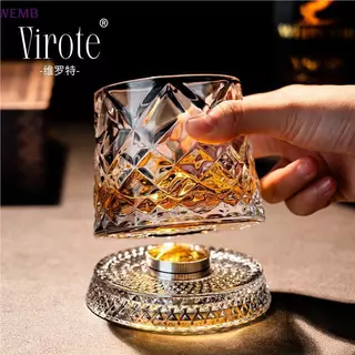 WEMB 2026 ใหม่แก้ววิสกี้หมุน Whisky แก้วฐานแก้ว 360 หมุนองศาคริสตัล Rum แก้วสําหรับ Cotail Party ดื่มใหม่