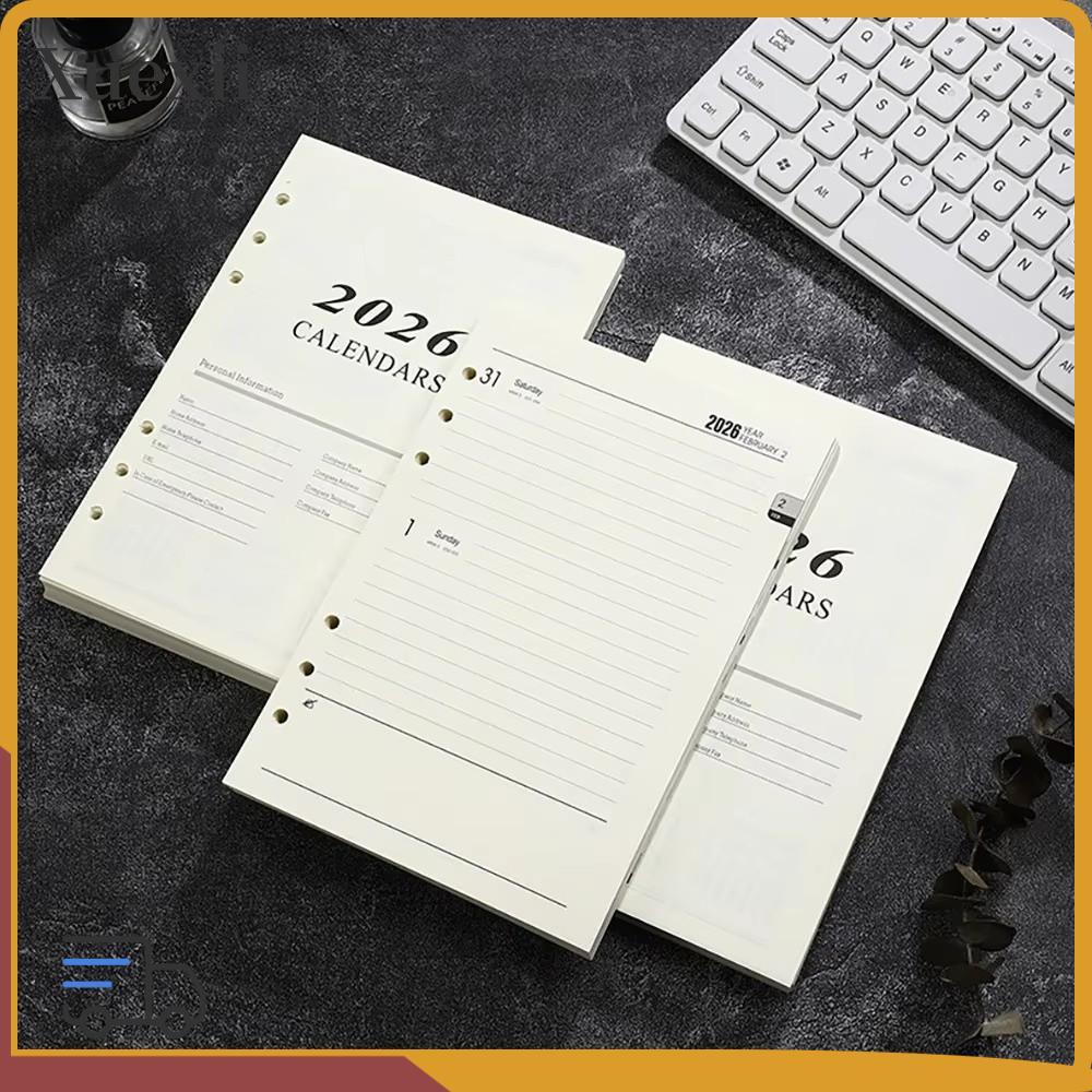 XUEXII A5 โน้ตบุ๊ค,แผ่น Perforated Refill Page Binder หน้าด้านใน, Daily Planner Loose Leaf 365 วัน N