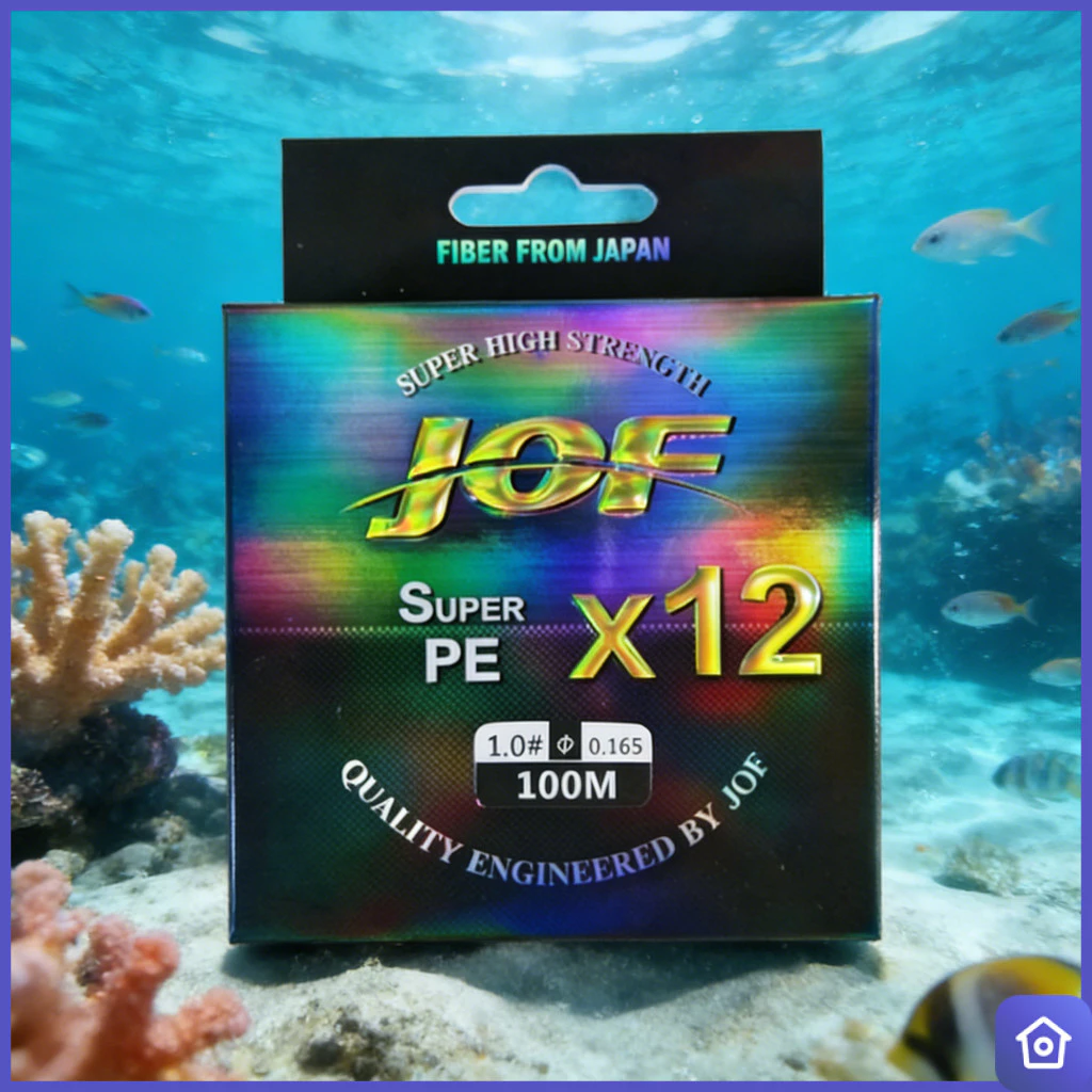 สาย PE X12 JOF แท้ ยาว 100 เมตร ถัก 12 เส้น สลับสี แข็งแรงสูง Super PE X12 สำหรับตกปลา