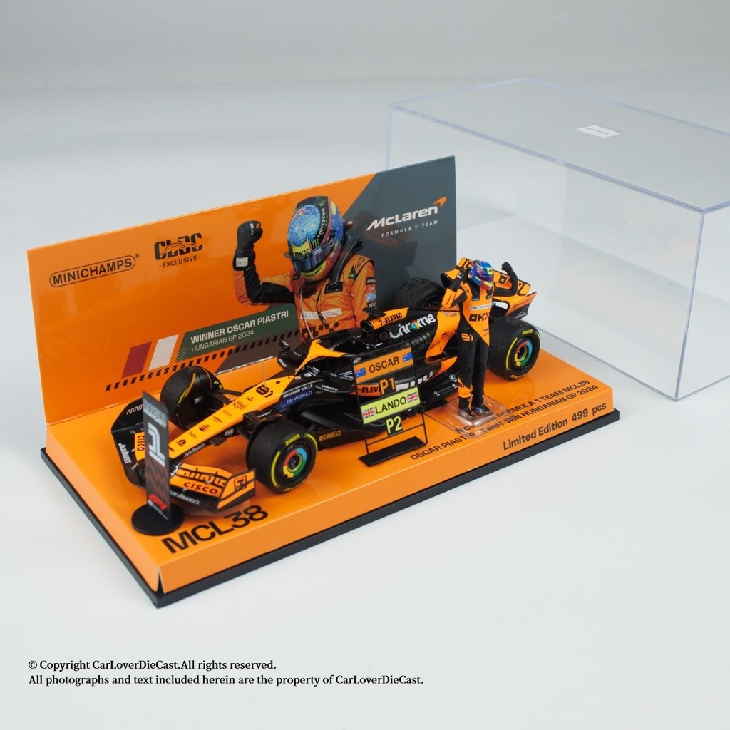 MINICHAMPS/迷你角 1:43 .轮 McLaren F1 ทีม MCL38 Oscar Pastry 1st Winฮังการี GP 2024 เงินตุ๊กตาแฟน 5332