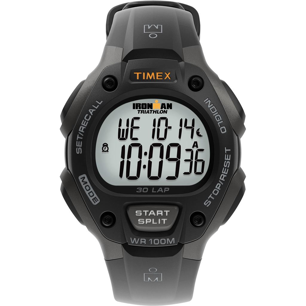 Timex Men's T5E901 Ironman Traditional 30-Lap Gray/Black Resin Strap, Parallel Import