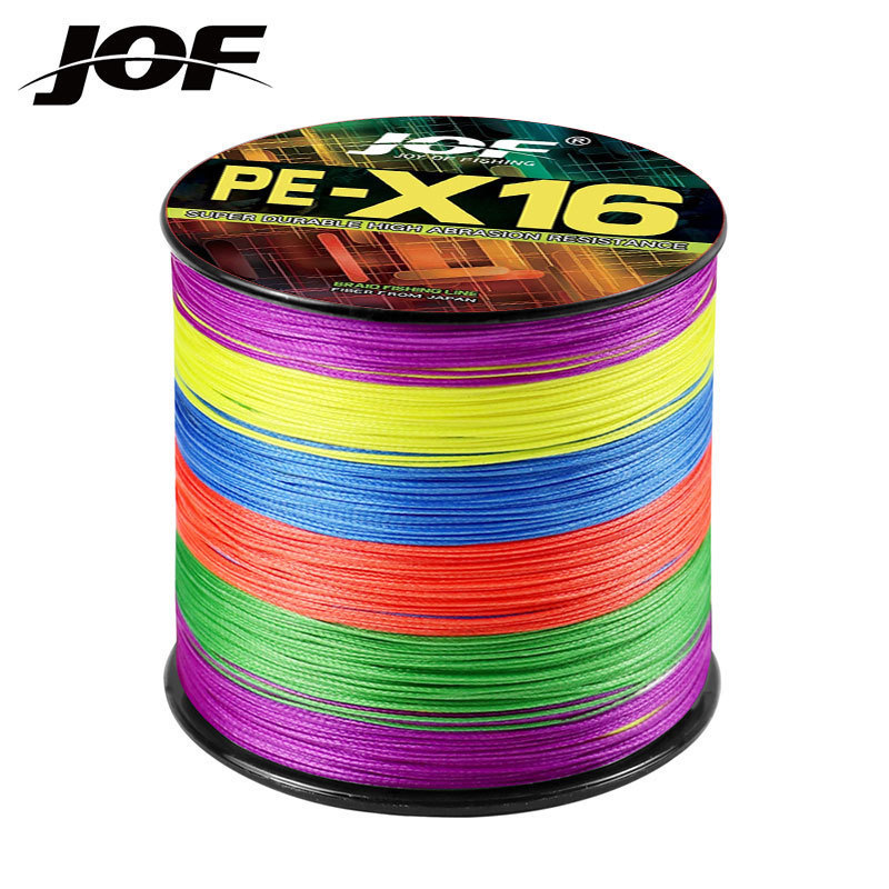 JOF 300M 16 Strands สายตกปลาถัก 100% PE Lure Wire สําหรับปลาคาร์พตกปลา PE สายตกปลา