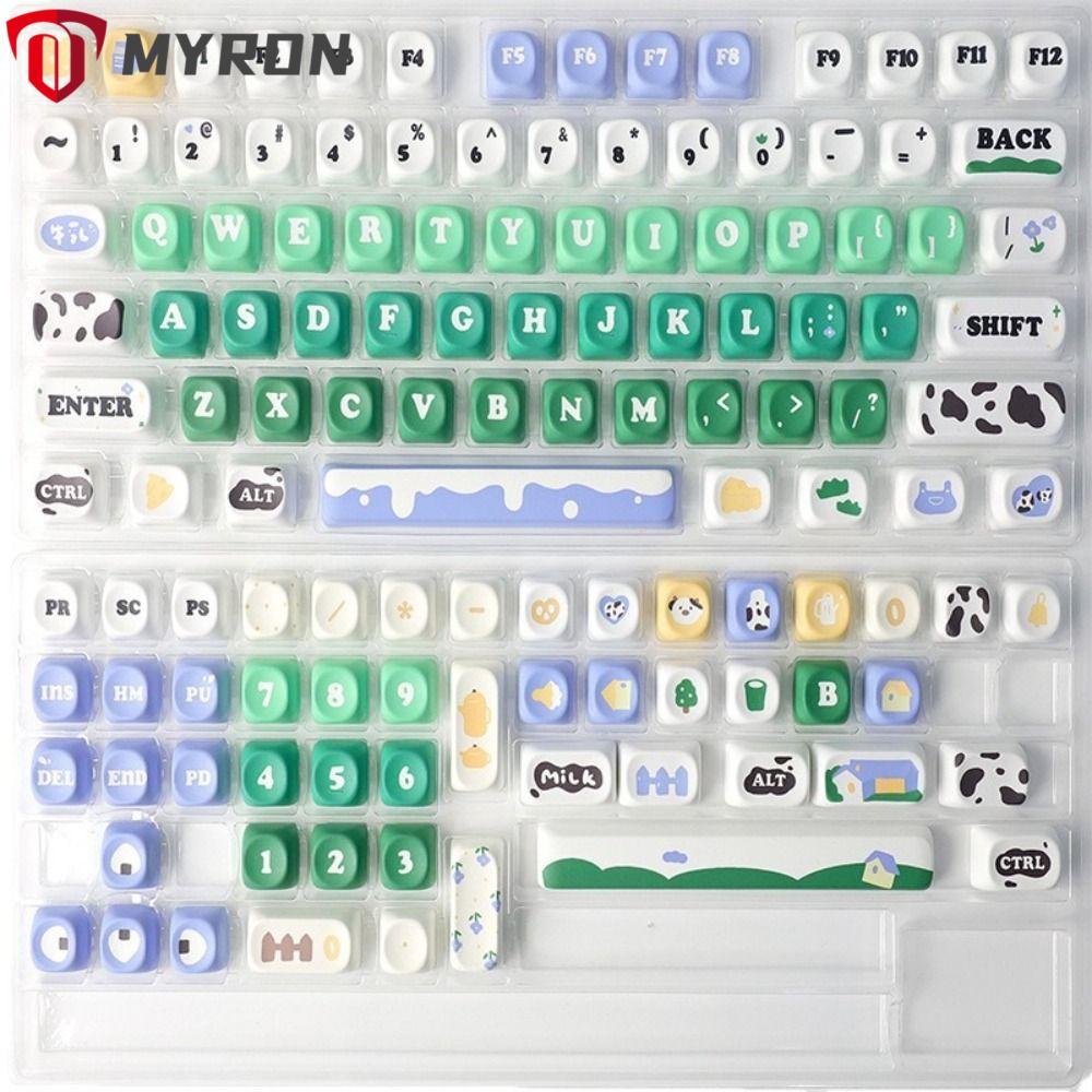 MYRON MOA ฝาครอบกุญแจ, วัสดุ PBT Double Shot Cow Pasture Keycaps ชุด, MOA Profile 132 คีย์/ชุดน่ารัก