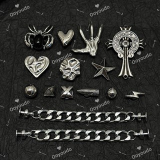Punk Gothic รองเท้าโลหะ Charms - 3D Punk Minimalist Clog รอง…