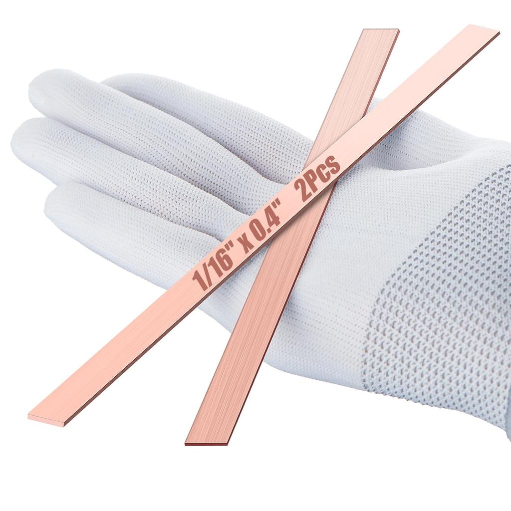 2PCS ทองแดงแบนบาร์ 1/16 "ความหนา x 0.4" กว้าง x 8 "ความยาว, 99.9% ทองแดง Bus Bar Stock, 1.5 มม. x 10