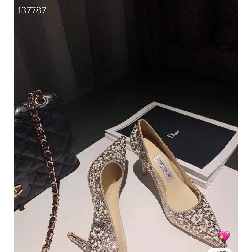 รองเท้าส้นสูง Pearl High-Density สำหรับผู้หญิง ดีไซน์ใหม่จาก Jimmy Choo