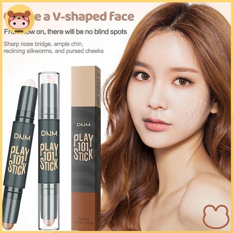 Aosun แต่งหน้าสองหัว High V Face คอนซีลเลอร์ Contouring Bronzers Highs ปากกาเครื่องสําอาง 3D แต่งหน้