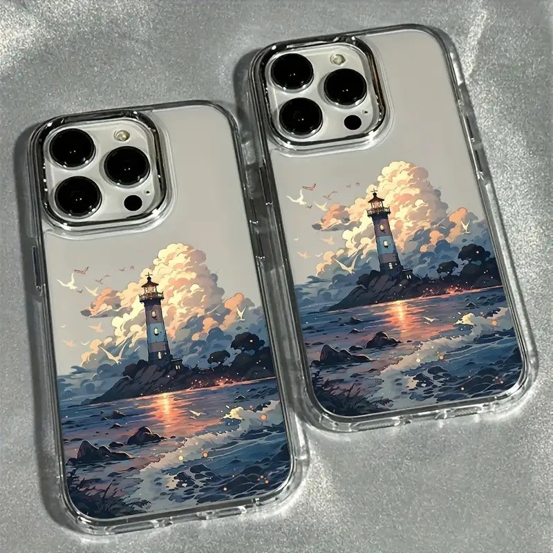 A Wave Lighthouse เคสโทรศัพท์สําหรับ iPhone 11 12 13 14 15 16 17 Pro Max X XS XR 7 8 Plus 16E 17E 17