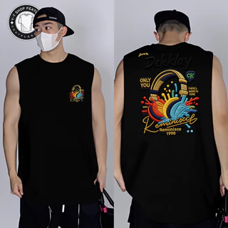 UT shop แขนกุด เสื้อกีฬา oversize ผ้าCotton 100% สบายและนุ่ม หลวม เสื้อแขนกุด 'Colorful dekklay' 3XL