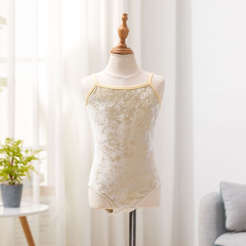 儿童舞蹈服练功服中国舞女夏吊带丝绒芭蕾舞体操服连体服女跳舞服Children's Dance Practice Outfit, Chinese Dance Girl's Summer Velvet B