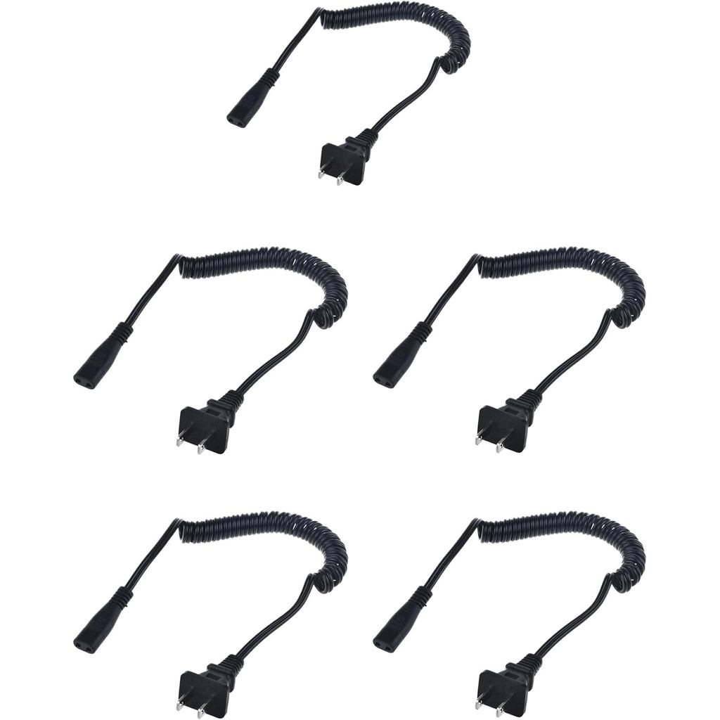 5 แพ็คสายไฟ AC เข้ากันได้กับ Phillips Norelco, Remington, Grundig, Braun, Eltron Shaver Power Lead เ