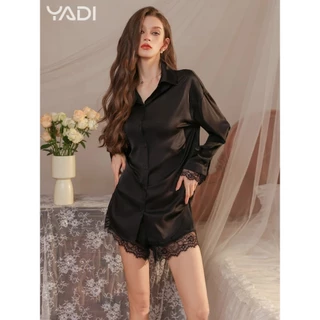 【YADI】🔥พร้อมส่ง ชุดเซ็กซี่ สไตล์เกาหลี ลูกไม้ ชุดนอนเซ็ต ชุดนอน 2 ชิ้น เสื้อเชิ้ตสีขาว กางเกงขาสั้น ใส่สบาย