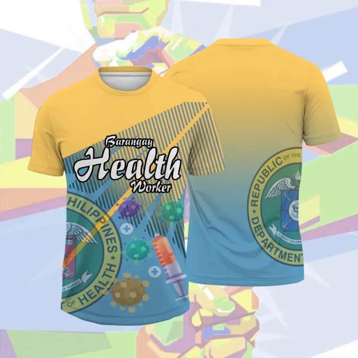 BHW BNS BSI เสื้อยืดแขนสั้นผู้หญิงและผู้ชาย Mocha Mousse Casual สบาย Top Barangay Health Worker เสื้