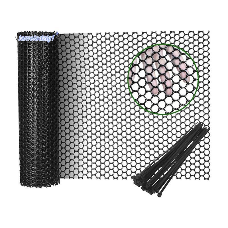 ไก่ลวดตาข่าย Roll-15.7IN X 20FT รั้วพลาสติกสําหรับไก่ลูกสุนัขสําหรับสัตว์ปีกดอกไม้สีดํา
