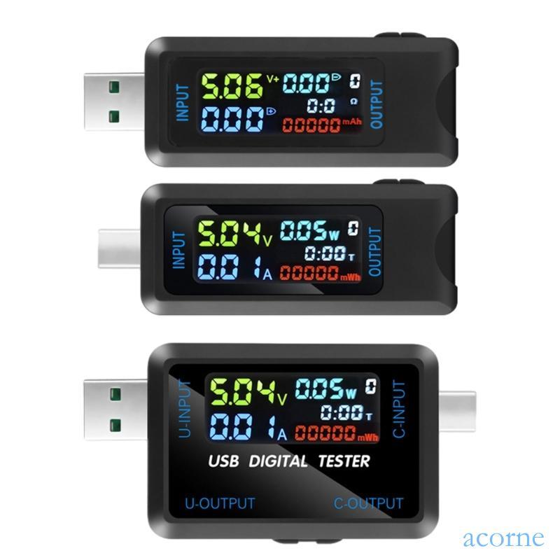 ACORN USB USB C เครื่องทดสอบ USB Power Meter 4 5-36V 0-5A แรงดันไฟฟ้าเครื่องทดสอบมัลติมิเตอร์ USB Cu