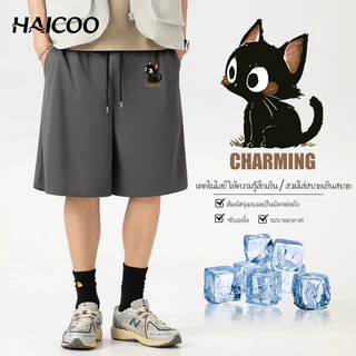 HAICOO กางเกงขาสั้นลำลอง ลายแมวน่ารัก แห้งเร็ว เอวยางยืด