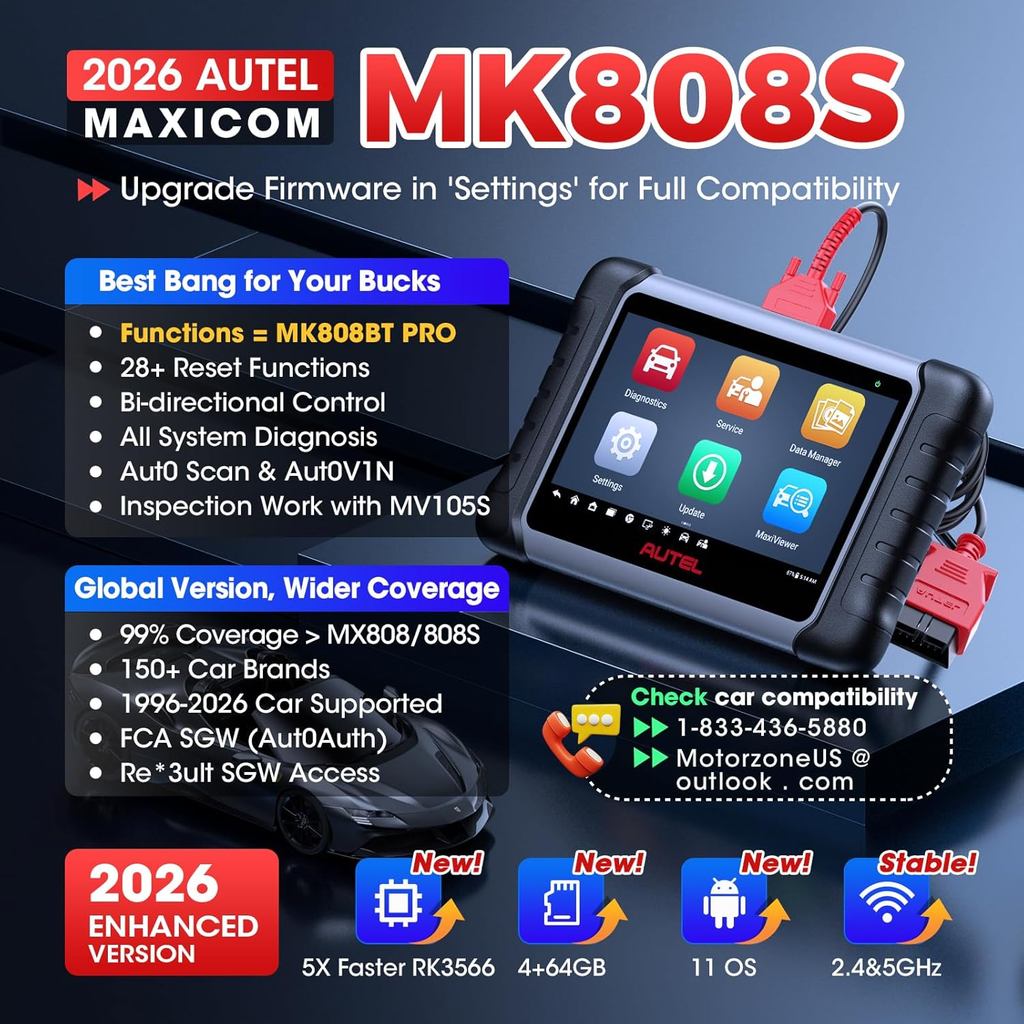 Autel Scanner MaxiCOM MK808S: 2026 Bidirectional Tool เป็น MK808BT Pro MX808S M808Z ทํางานเป็น MaxiC