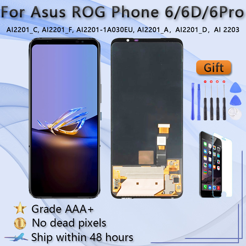 AMOLED OEM 6.78 "สําหรับ Asus ROG โทรศัพท์ 6 Pro AI2201_D AI2201_C AI2201_F จอแสดงผล LCD Touch Scree