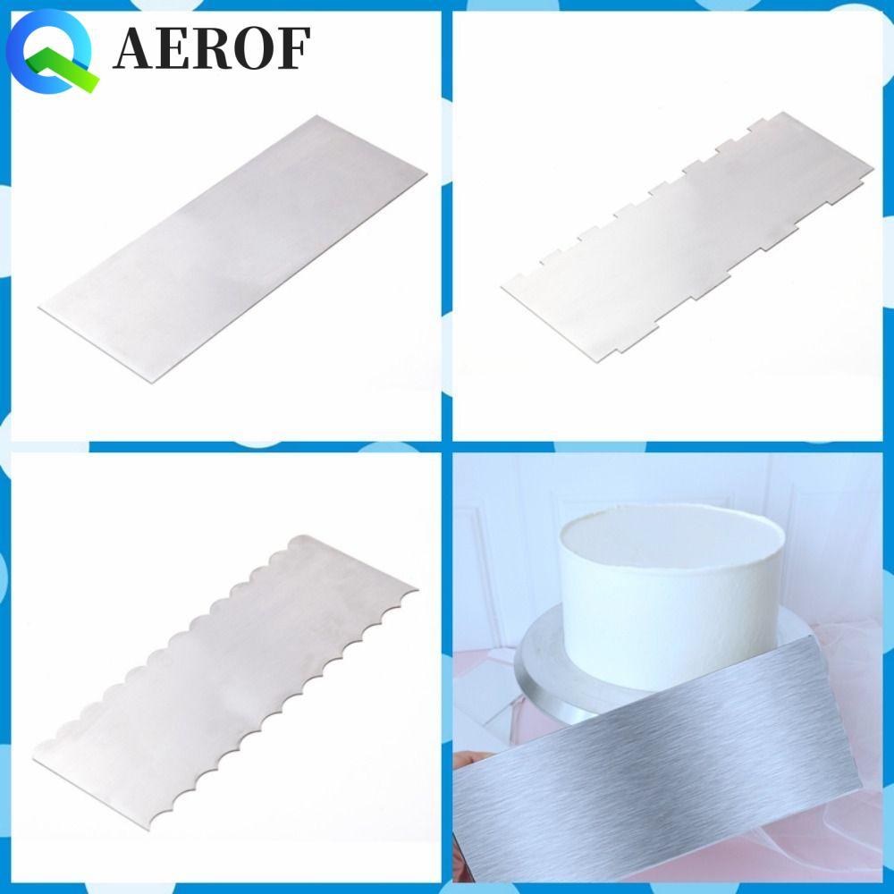 AEROF ที่ขูดเค้กสแตนเลส, เลื่อยฟันขอบ Smoother ตกแต่งหวีคอนทัวร์, เครื่องตัดขนม Triming สองด้าน DIY