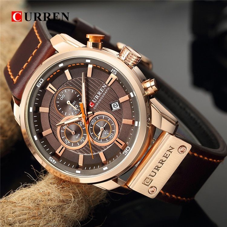 CURREN CURREN ธุรกิจนาฬิกาผู้ชายควอตซ์นาฬิกาหกมือปฏิทินนาฬิกากันน้ํา High-End นาฬิกาข้อมืออินเทรนด์#