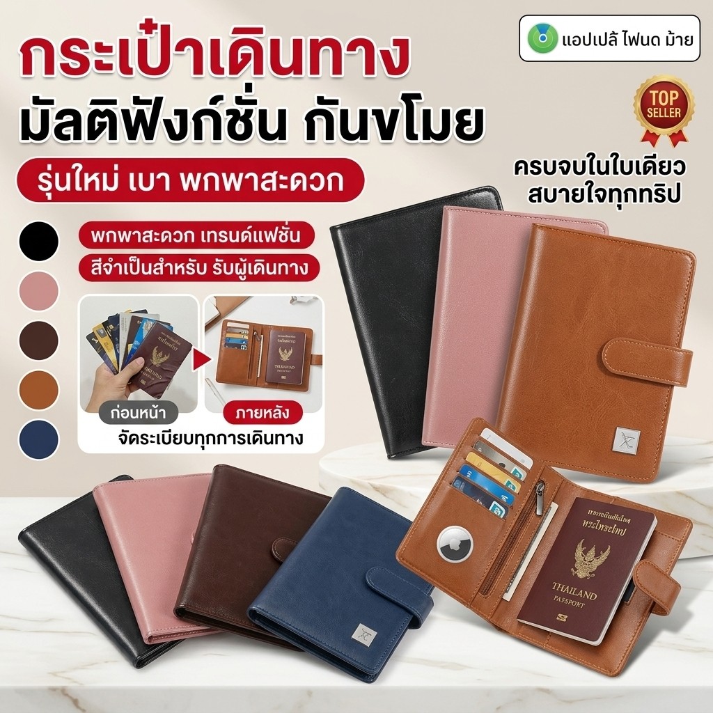 ที่ใส่พาสปอร์ต ที่ใส่บัตร ที่จัดเก็บเอกสาร และที่ใส่ตั๋วแบบอเนกประสงค์กันน้ำและป้องกันรอยขีดข่วน/วัสดุหนัง PU/หลายช่อง