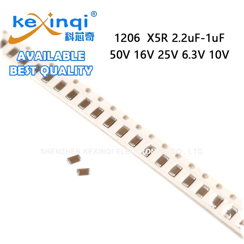 (1-10 ชิ้น) 1206 SMD 50V 16V 25V 6.3V 10V X5R ตัวเก็บประจุ 2.2uF 4.7uF 10uF 22uF 47uF 100uF 1uF