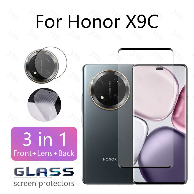 3 In 1 Honor X9C ฟิล์ม ฟิล์มกระจก กระจกนิรภัยป้องกันหน้าจอฟิล์มเลนส์กล้องสําหรับ Honor X9D X9C X9B X