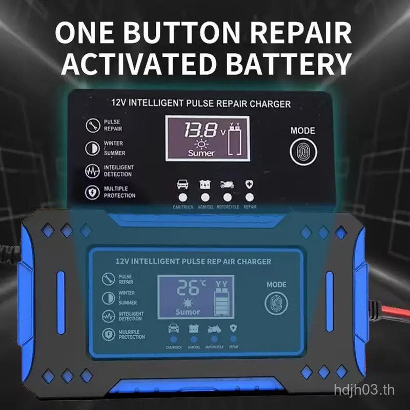 New Tech รถแบตเตอรี่ Charger 6A 12V US/EU ซ่อม LCD ปลอดภัยหน่วยจอแสดงผลอัจฉริยะชาร์จ Lead-Acid แบตเต