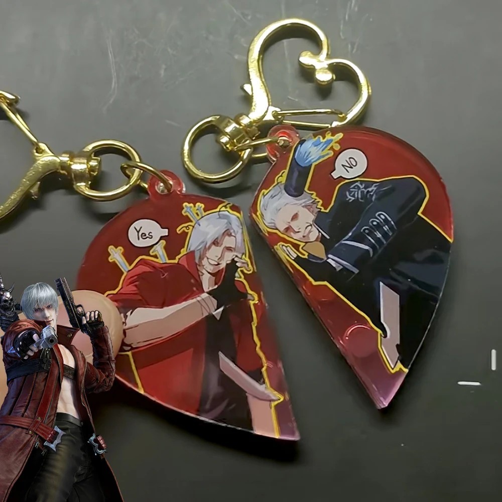 Anime Devil May Cry Dante Vergil Mica พวงกุญแจกระเป๋าเอกสารอะคริลิคพร้อมแม่เหล็กคู่สําหรับแขวนกระเป๋