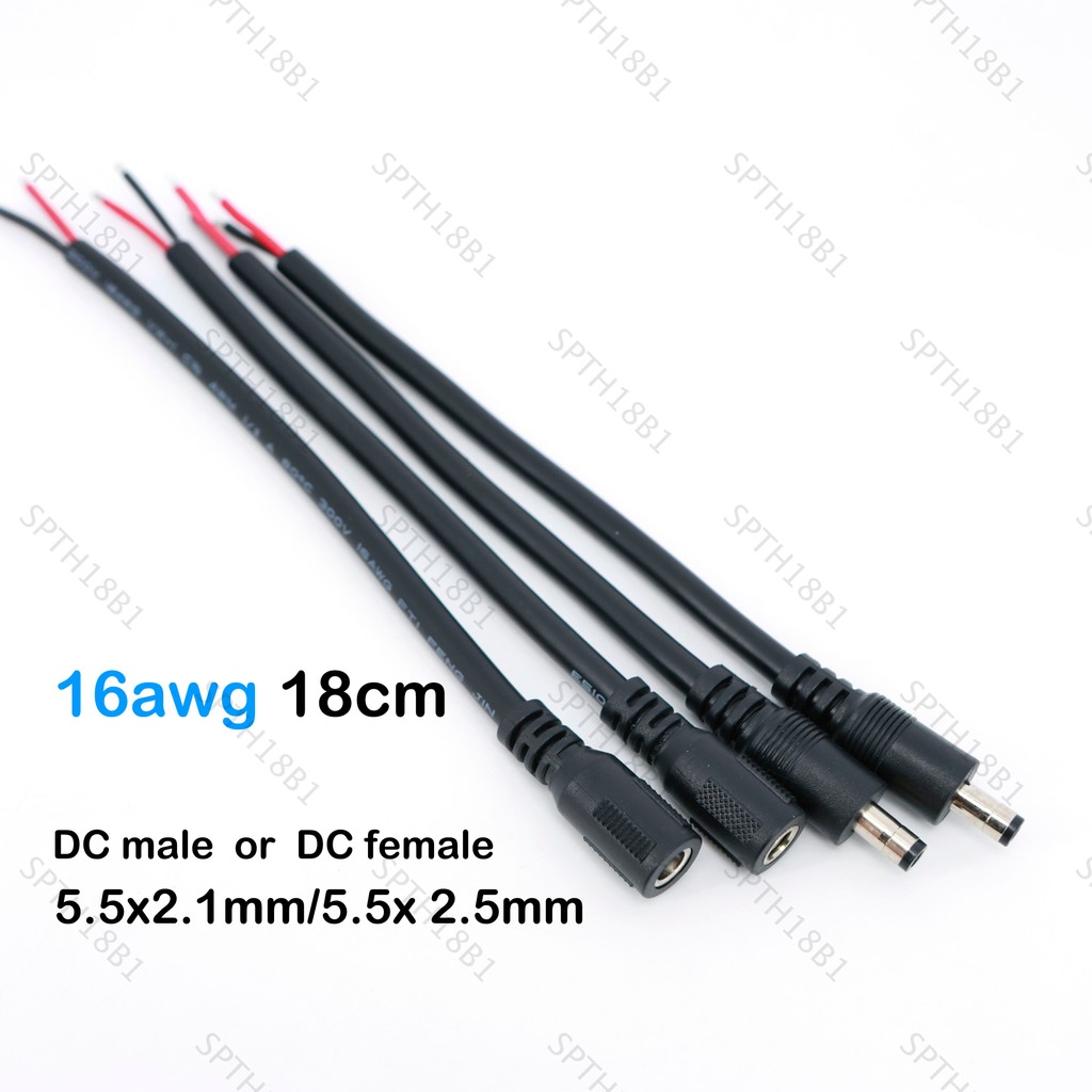 18 ซม.12V 16awg DC ชายหญิงเชื่อมต่อสายไฟอะแดปเตอร์ปลั๊ก 10A 5.5x2.1 5.5x2.5 มม.สําหรับกล้องวงจรปิด led strip TH18B1