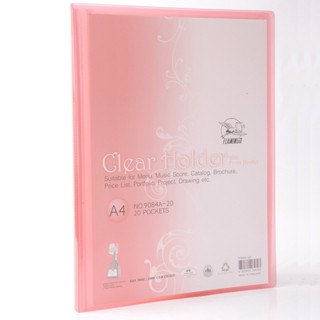 FLAMINGO แฟ้มโชว์เอกสาร A4 สีชมพู (20 ซอง/ 9084)