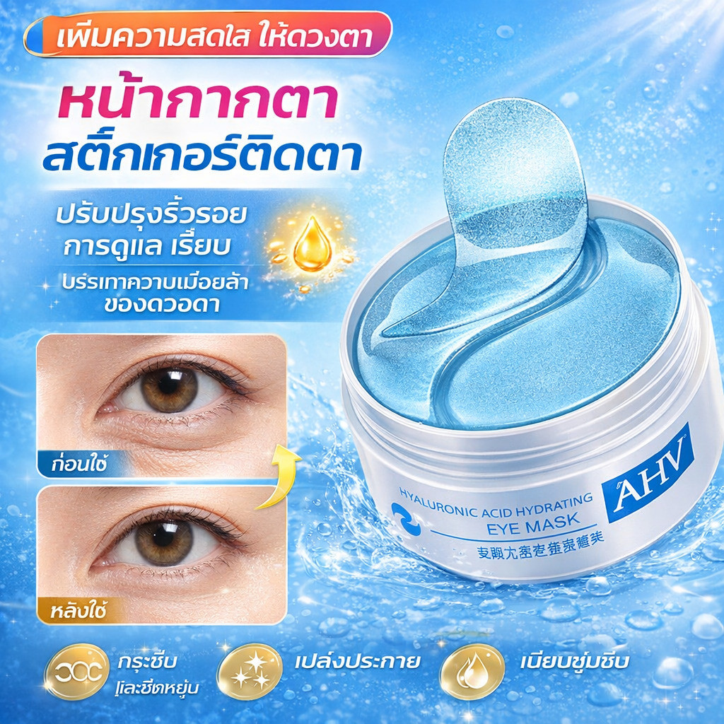 【ลดรอยดำใน 15 นาที】 แผ่นมาสก์ตาไฮยาลูรอนิคให้ความชุ่มชื่นสำหรับตา ไฮยาลูรอนิค/มาสก์ตา/แผ่นมาสก์ตา/ลดรอยดำ