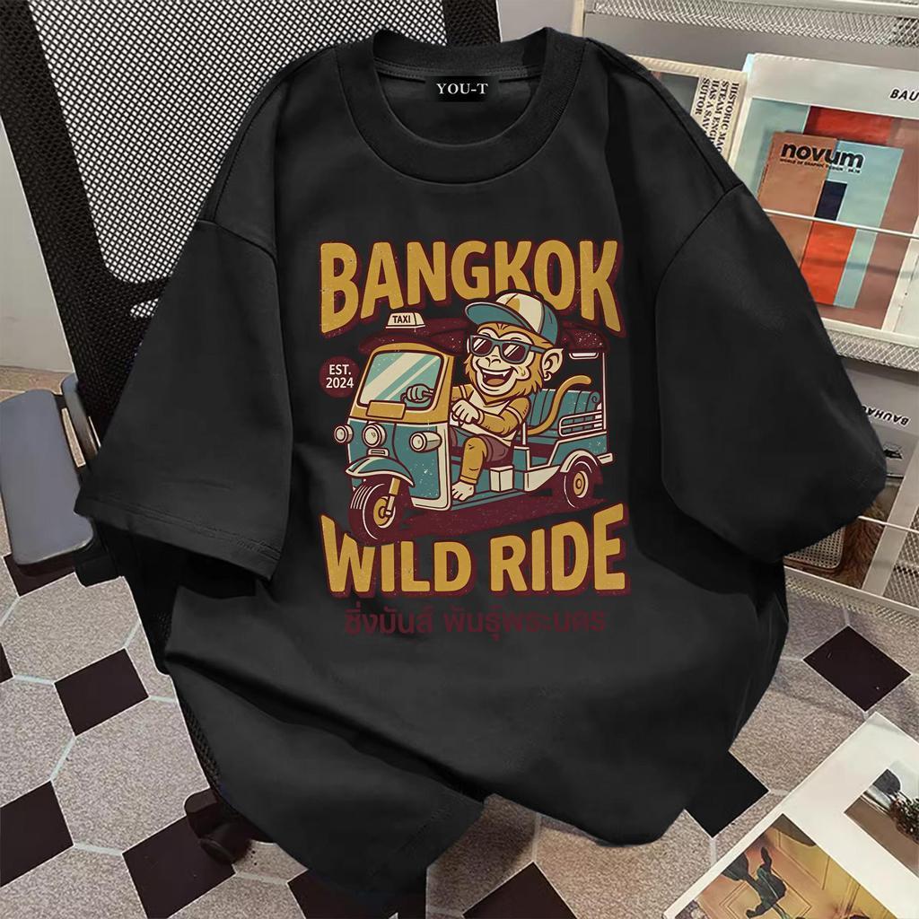 🌷ChillTee🌷เสื้อยืด oversize เท่ ผ้าCotton สวมใส่สบาย 'BANGKOK' เสื้อแฟชั่น สินค้าใหม่ unisex เสื้อวินเทจ【COD】