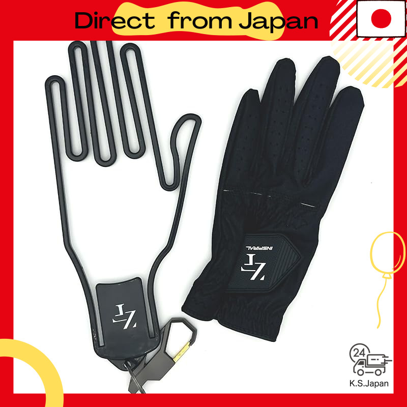 【ZEROFIT】Inspiral Glove & Glove Hanger Set / Golf Glove Golf Wear Non-Slip Grip (Black, 18cm, Left-H