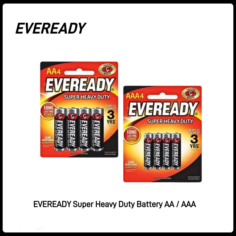 [ราคาส่ง] EVEREADY แบตเตอรี่ Super Heavy Duty AA / AAA 1.5V 4 ชิ้น/การ์ด