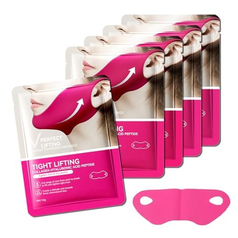 5PCS V Line Lifting Mask,Firming คอเทป,Chin Lifting Mask คอเทป,Double Chin สําหรับคอกระชับและยก,Jawl